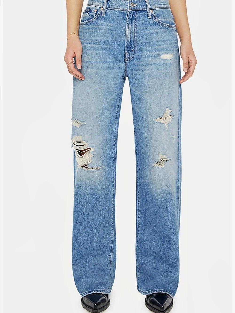MOTHER Women's Distressed Wide-Leg Jeans in Tomorrow Always Knows Wash